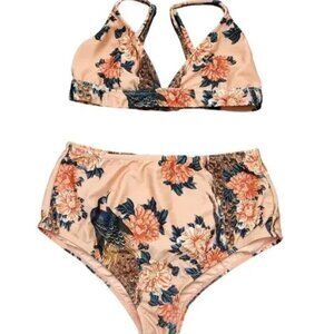 PatBo Floral Peacock Bikini Set Top Size Small Bottom Size Medium